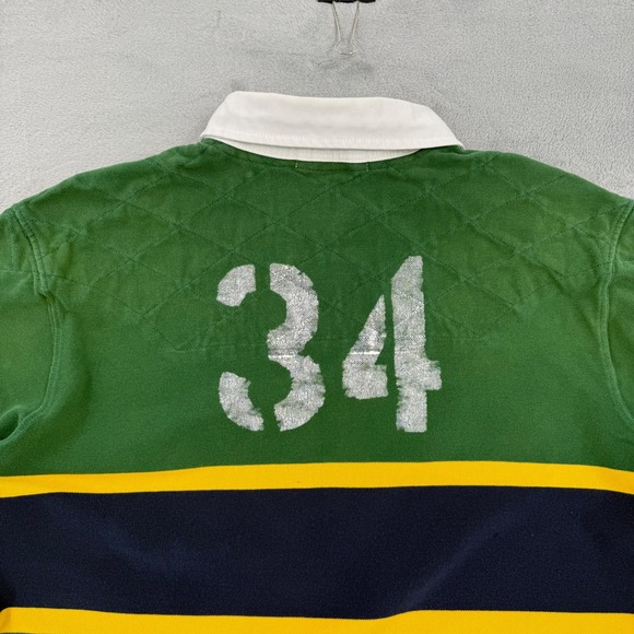 Vintage Polo Ralph Lauren  Custom Fit Rugby Shirt K1 Flag Patch Stripe Mens  XXL - Picture 13 of 15